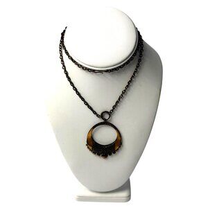 Vintage Statement Pentti Sarpaneva Bronze Nordic Pendant Necklace 25" Finland